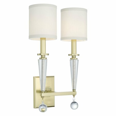 CRYSTORAMA Paxton 2 Light Antique Gold Sconce 8102-AG